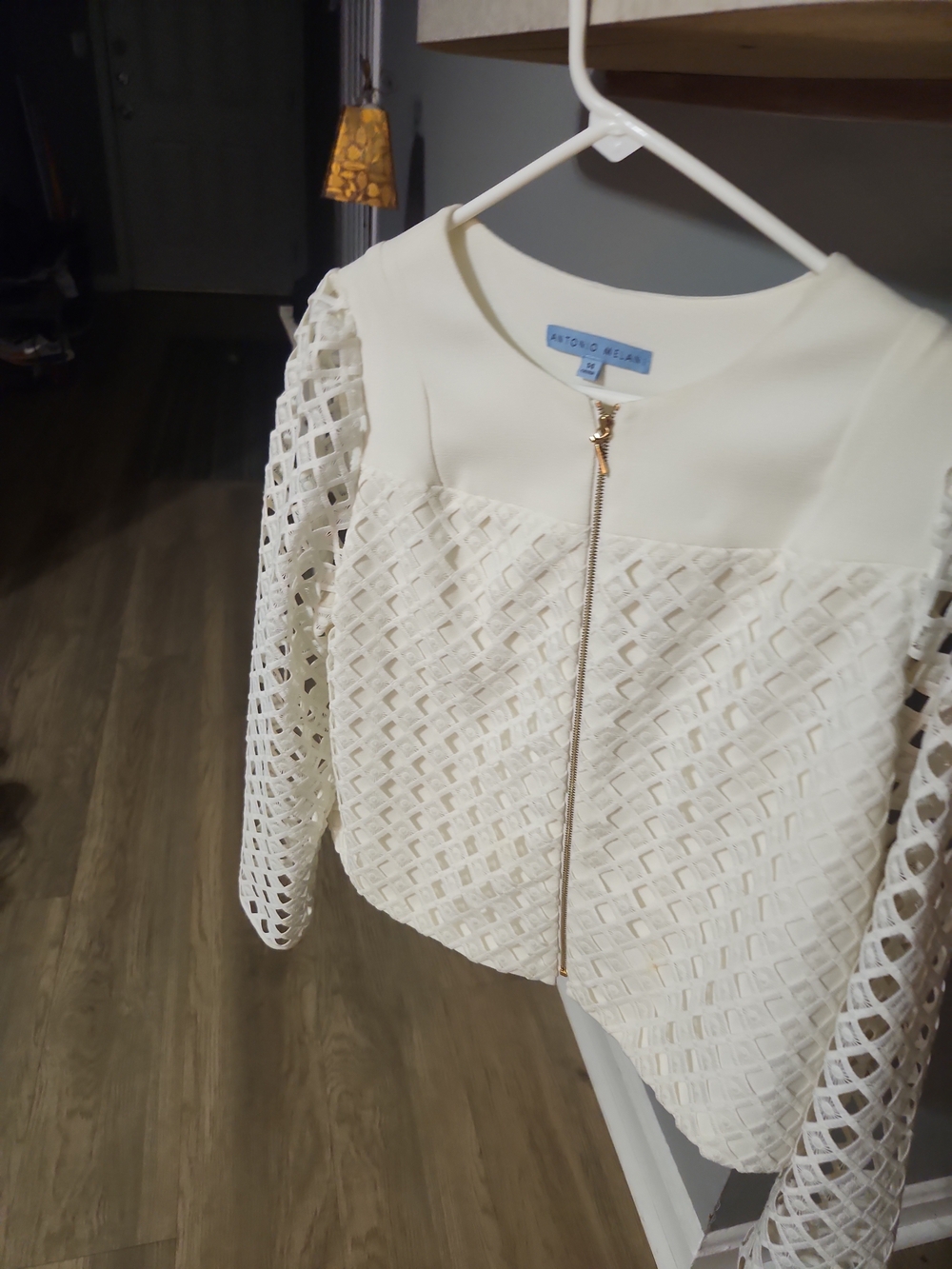 Antonio Melani New Mabel Jacket Cropped With Open Lattice Design Overlay Size 14